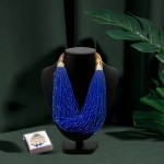 Traditional African Necklace and Earrings Set in Blue