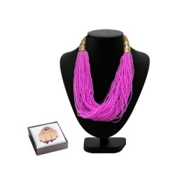 Traditional African Necklace and Earrings Set in Pink