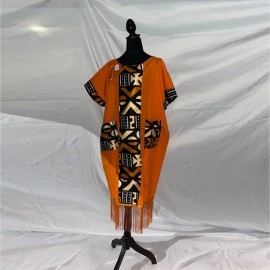 Orange Leopard Fringe Tunic