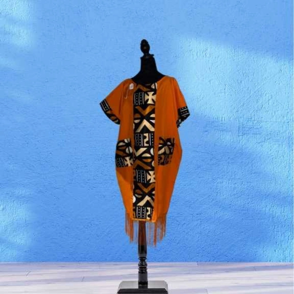 Orange Leopard Fringe Tunic
