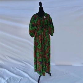 Bohemian Green Paisley Maxi Dress