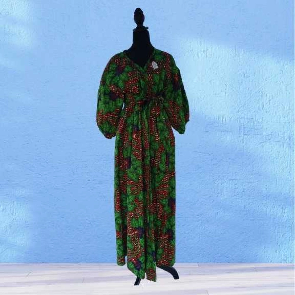 Bohemian Green Paisley Maxi Dress