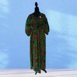 Bohemian Green Paisley Maxi Dress
