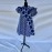 Blue Polka Dot Short-Sleeve Flared Dress