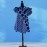 Blue Polka Dot Short-Sleeve Flared Dress