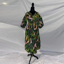 Green Floral Pattern Dress