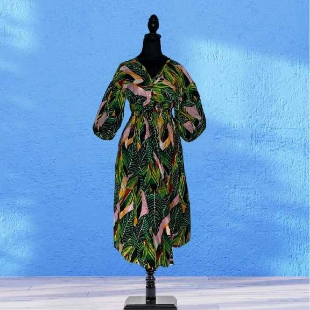 Green Floral Pattern Dress