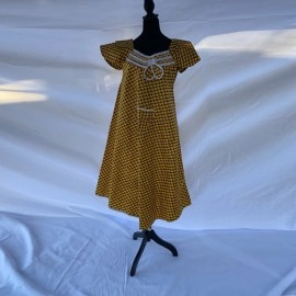 Mustard Yellow Embroidered Midi Dress