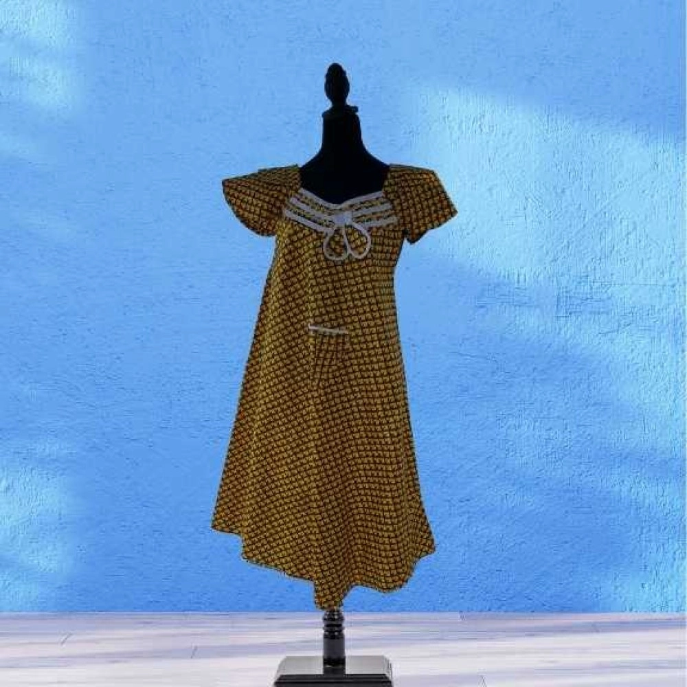 Mustard Yellow Embroidered Midi Dress