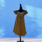 Mustard Yellow Embroidered Midi Dress