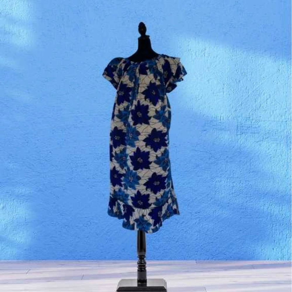 African Blue Floral Maxi Dress