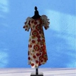 African Coral Floral Dress