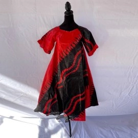 Red & Black Swirl Asymmetrical Dress