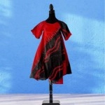 Red & Black Swirl Asymmetrical Dress