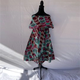 Emerald & Crimson Print African Dress