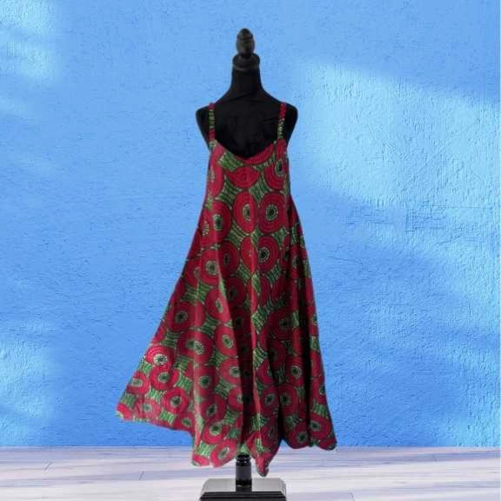 Red & Green Paisley Maxi Dress