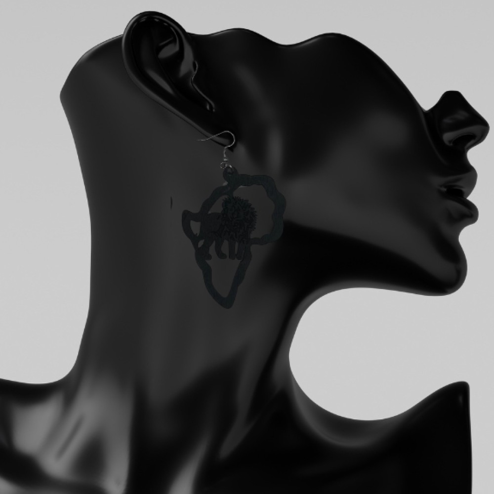 Map of Africa Earrings with Lion