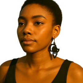 Map of Africa Earrings with Lion