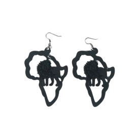 Map of Africa Earrings with Lion