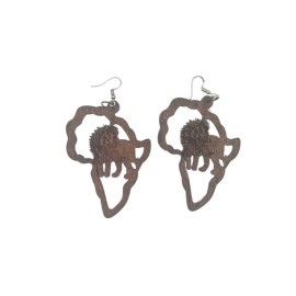 Map of Africa Earrings with Lion