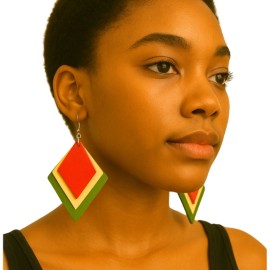 Multicolored Diamond-Shaped Earrings