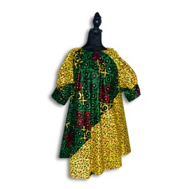 Two-Tone Leafy Asymmetrical Dress