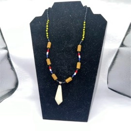 Tribal Spirit Beaded Necklace with Stone Pendant
