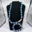 Blue and White Beaded Necklace and Bracelet Set