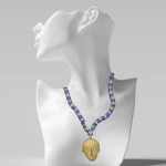 Royal Heritage Beaded Necklace with Golden African Mask Pendant