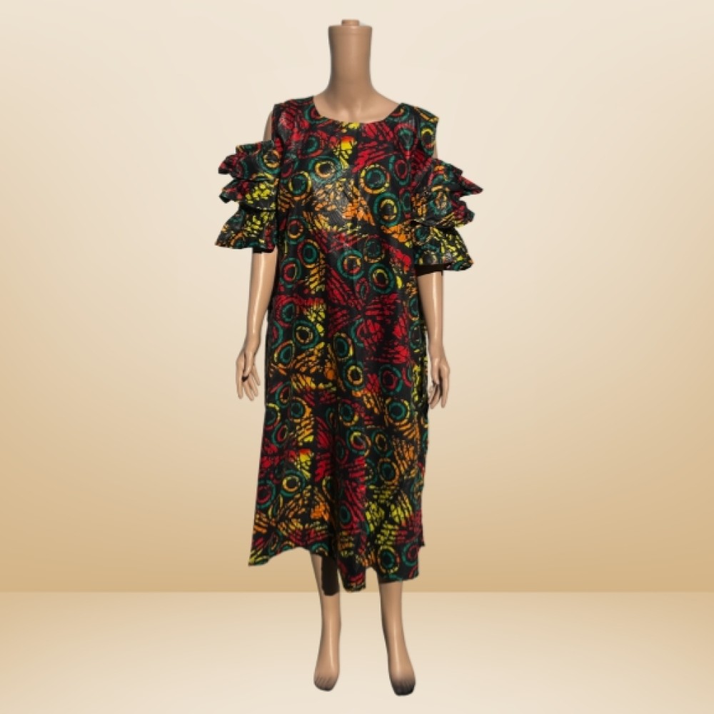 Ruffle Sleeve African Dress