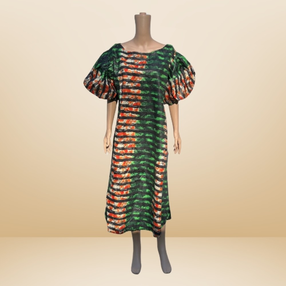 African Dress with Puffed Sleeves