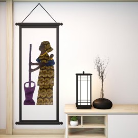 Traditional Lady with Baby Pounding Food